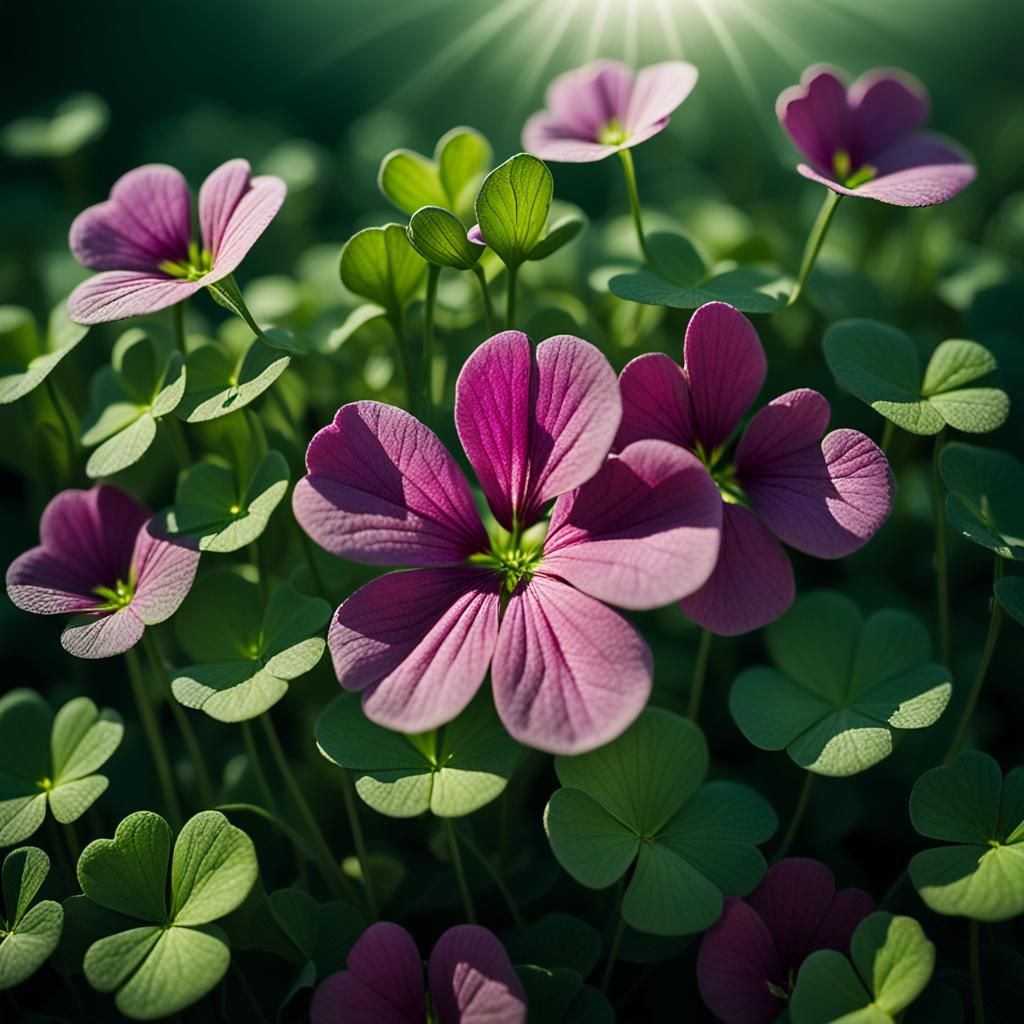 Vibrant Green Oxalis Ariculata in Velvet Light