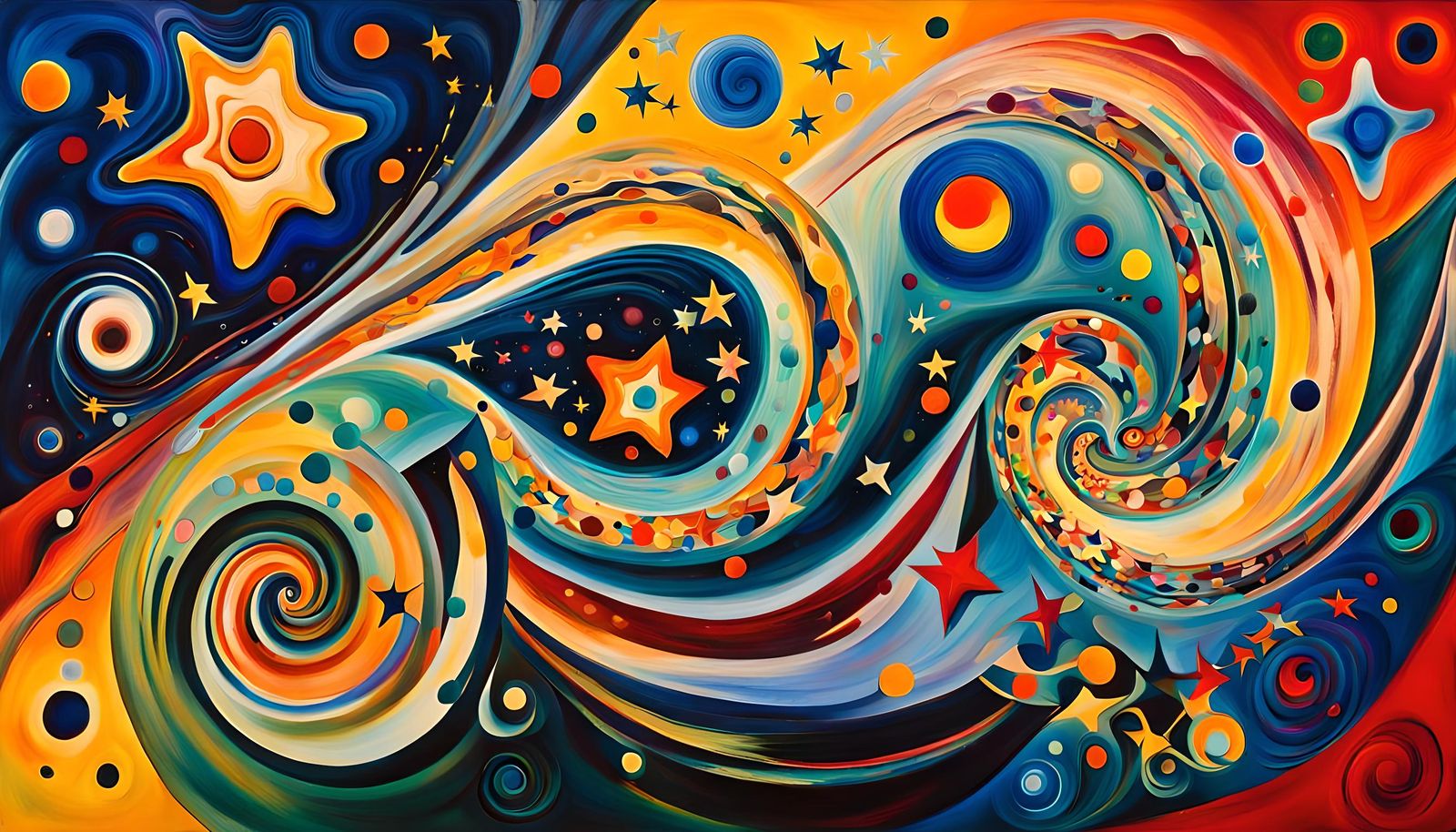 Iridescent Star Cluster in Abstract Expressionist Style