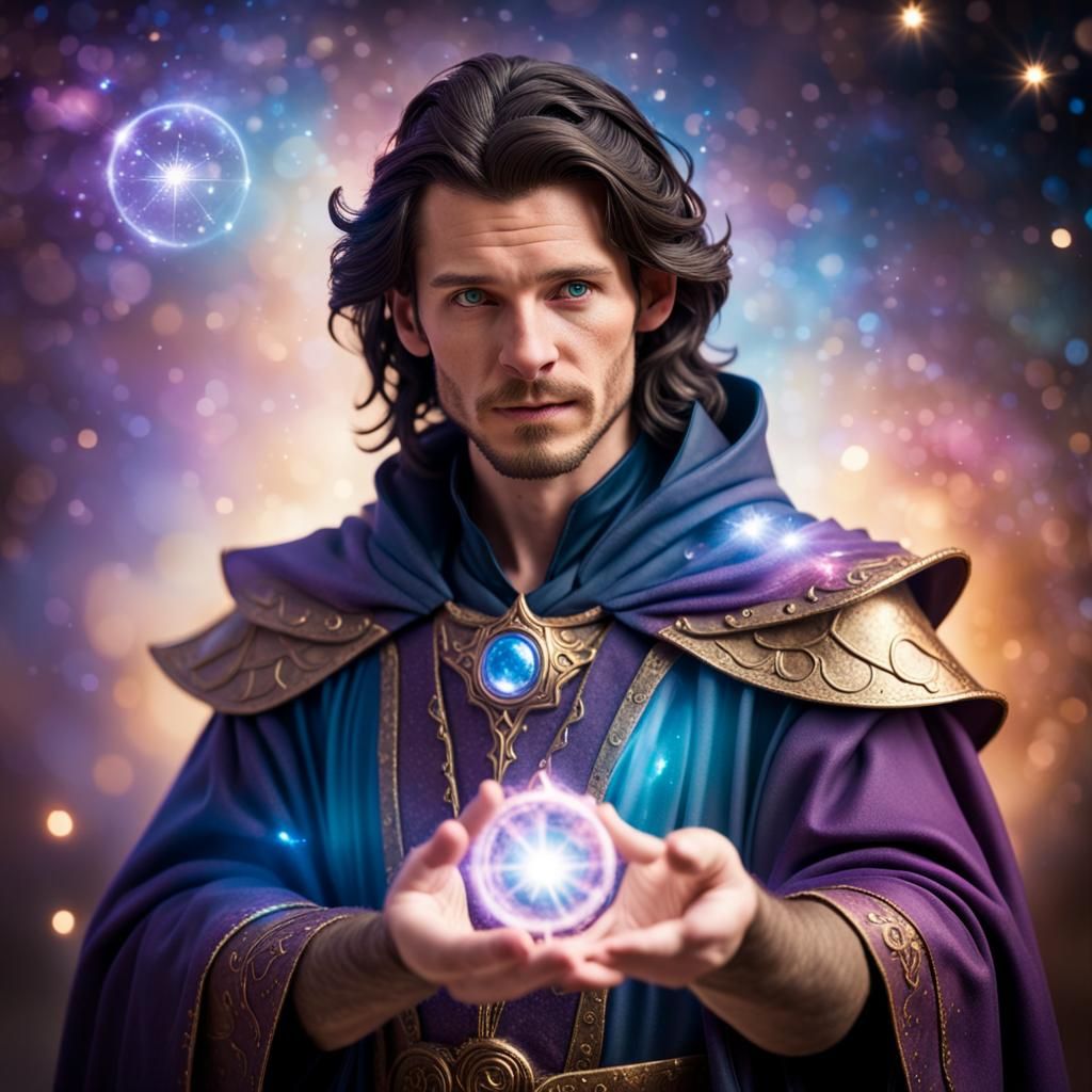 Ethereal Cosmic Sorcerer: Professional Photography