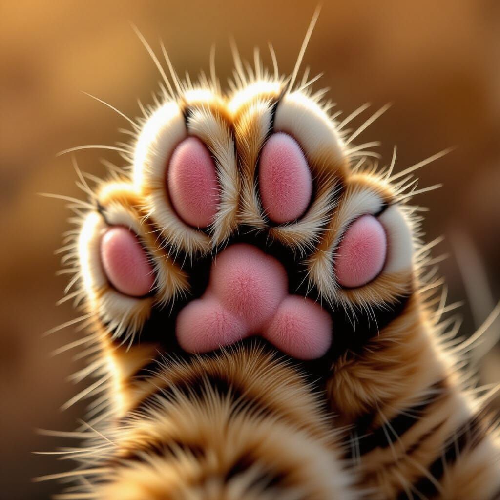Macro Close-Up of Tabby Cat Paw