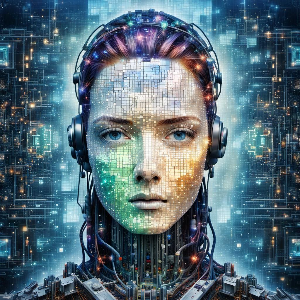 Android Robot-Face Photomosaic with Earth and Cosmos