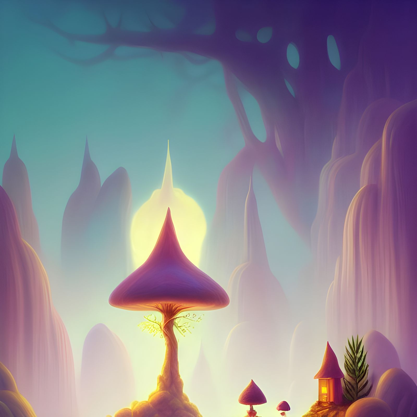 Astral Mushroom Gnome Home with Elaborate Architecture