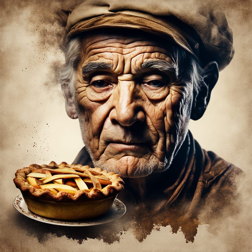 Chef's Nostalgic Apple Pie Memory, Double Exposure Photo