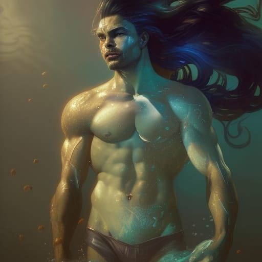 Merman Portrait in Digital Art Style