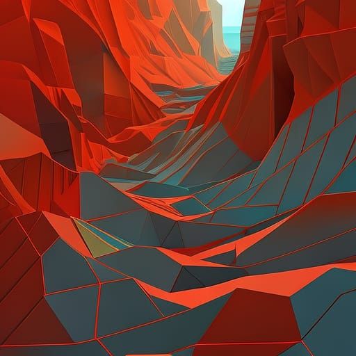 Geometric Bauhaus Slot Canyon in Pop Art Style