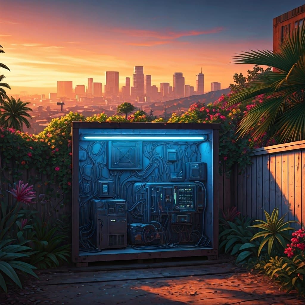 Fantastical Los Santos Skyline Meets Futuristic Bitcoin Mine