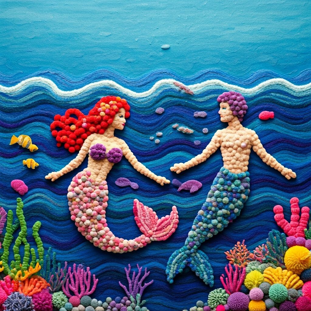 Pom Pom Merfolk in Whimsical Underwater Scene
