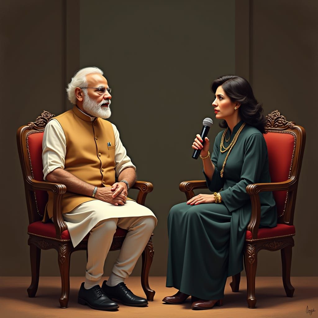 Narendra Modi and Giorgia Meloni in Formal Setting
