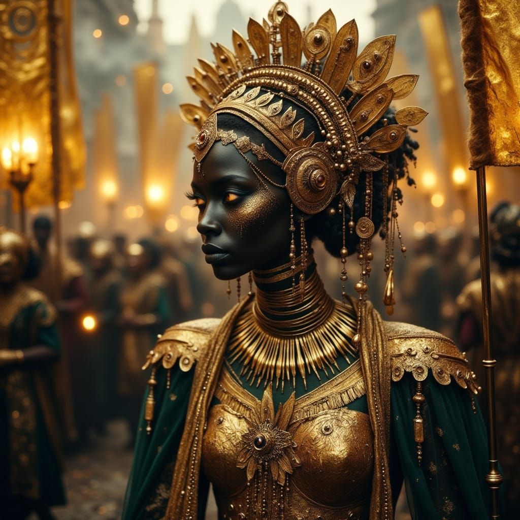 Regal Automata Leading a Procession in Golden Hour