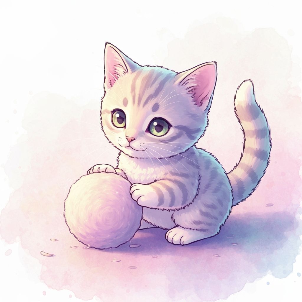 Cute Kitten with Wool: Manga Scan in Pastel Colors
