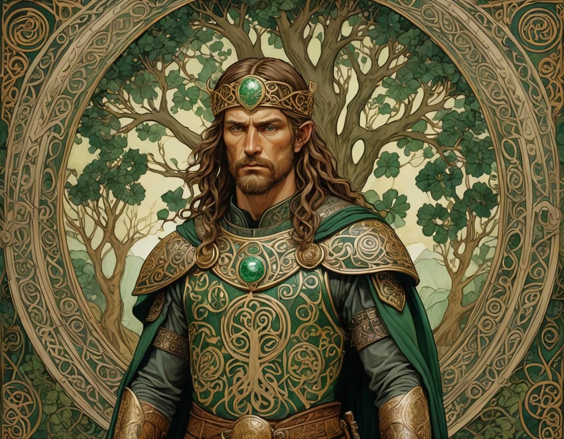 Celtic Warrior in Art Nouveau Style