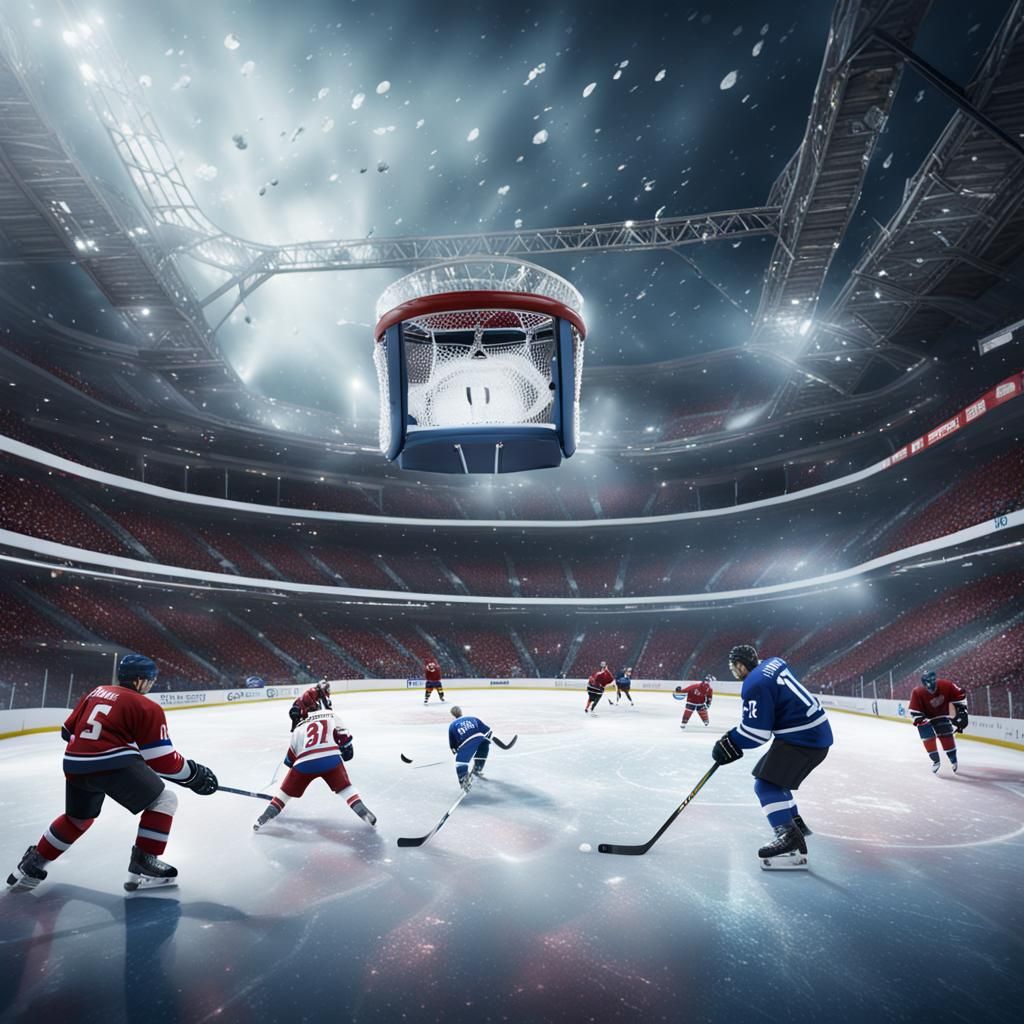 Detailed Ice Hockey Matte Painting in Deep Color