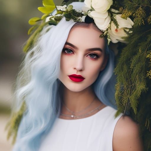 Medieval Girl with White Hair Vogue Art