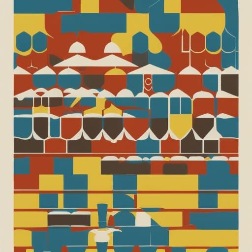 Flat Color Isotype Graphic Design in Bauhaus Style