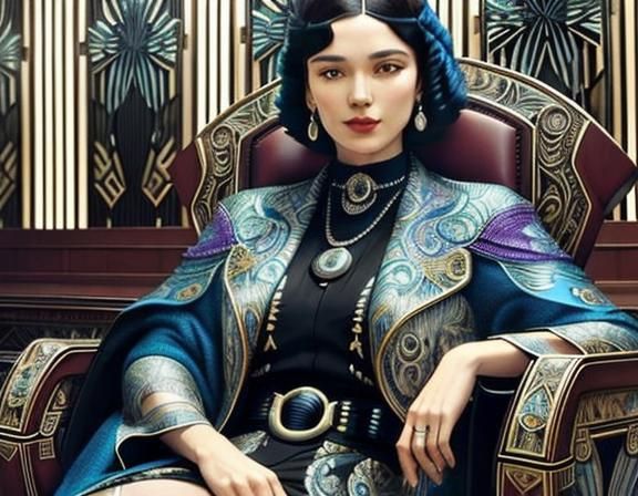 Person in Comfortable Chair in Art Deco Style