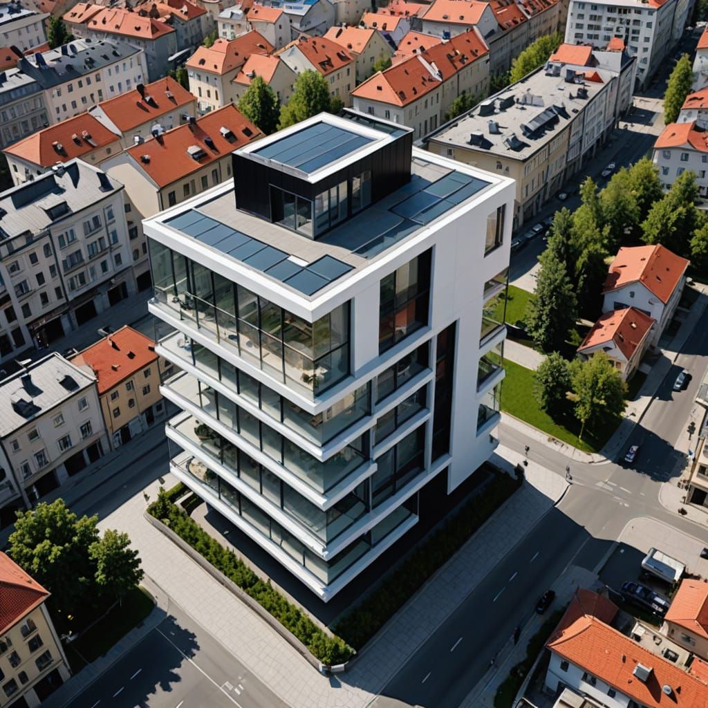 Futuristic Birdhouse Cityscape with Elegant Design