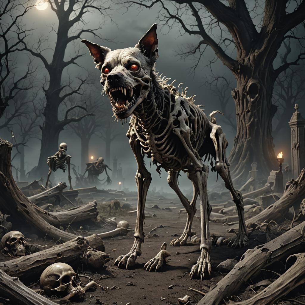 A hyperrealistic dark fantasy picture captures a spine-chill...