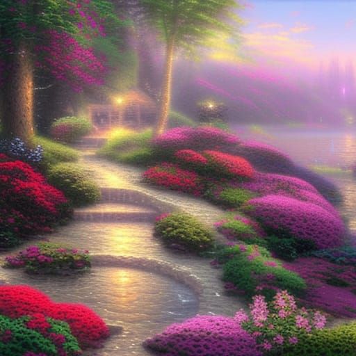 Teddy Bear in Flower Sea: Ethereal Fantasy Art