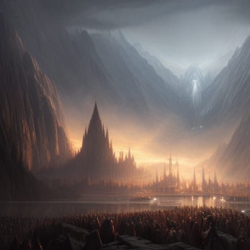Gondolin's Fall: Dark Fantasy Concept Art in 8K