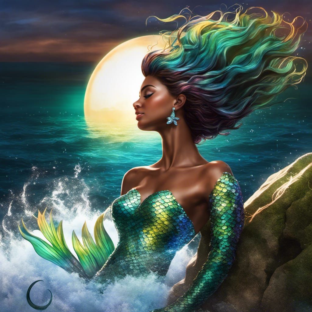 Alluring Mermaid Basking in Sunlight