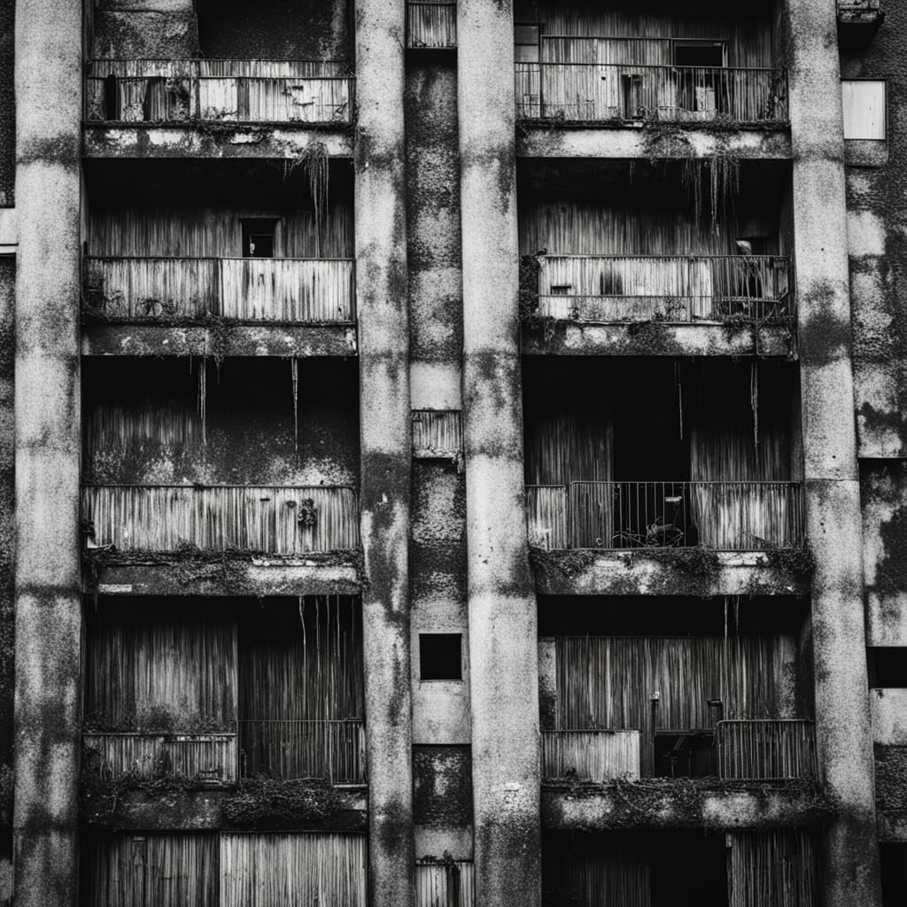 Moody Urban Portrait in Dystopic Black and White