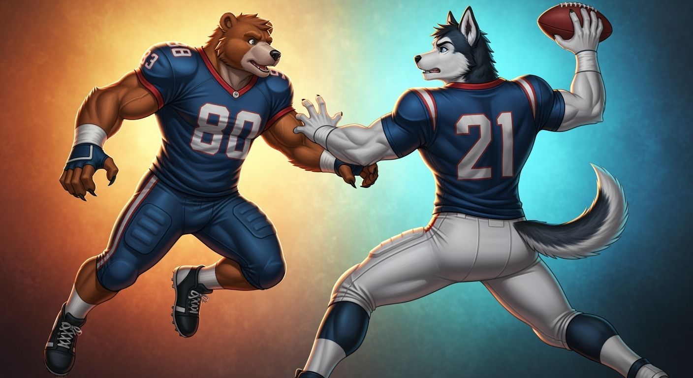 A husky muscular anthropomorphic bear in the style of furry ...