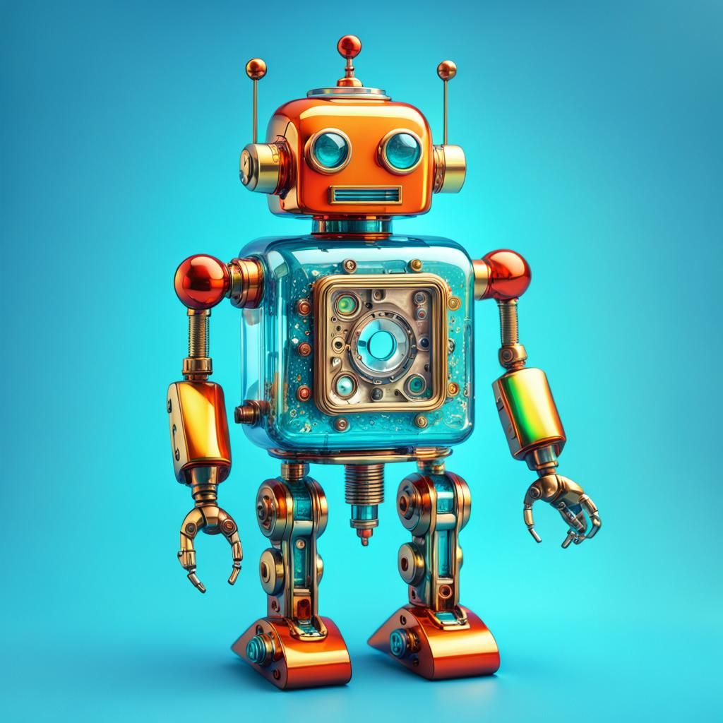 Retro Robot with Internal Robotics in Digital Surrealism