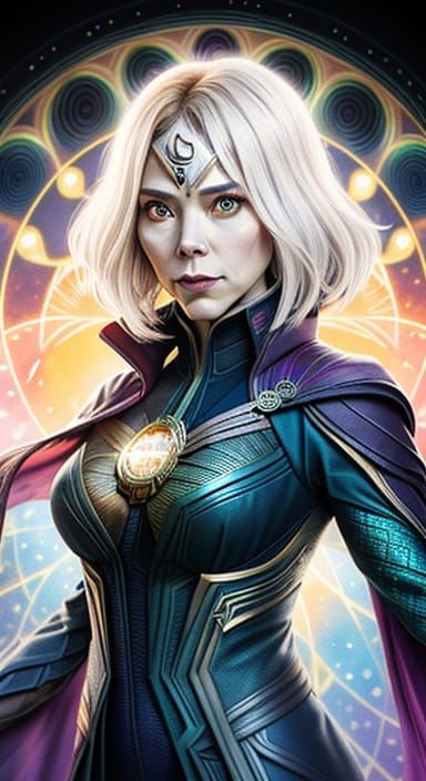 Surreal Silhouette Portrait in Kinetic Pointillism Style