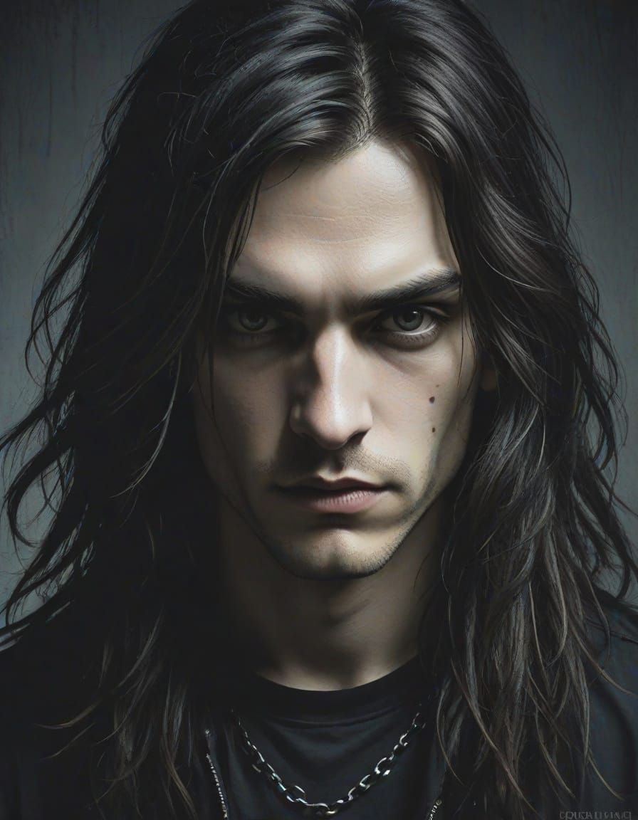 Young Metalhead in Grunge Poster Style