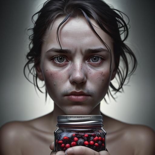 Blueberry Jam Still Life with Razor Blades