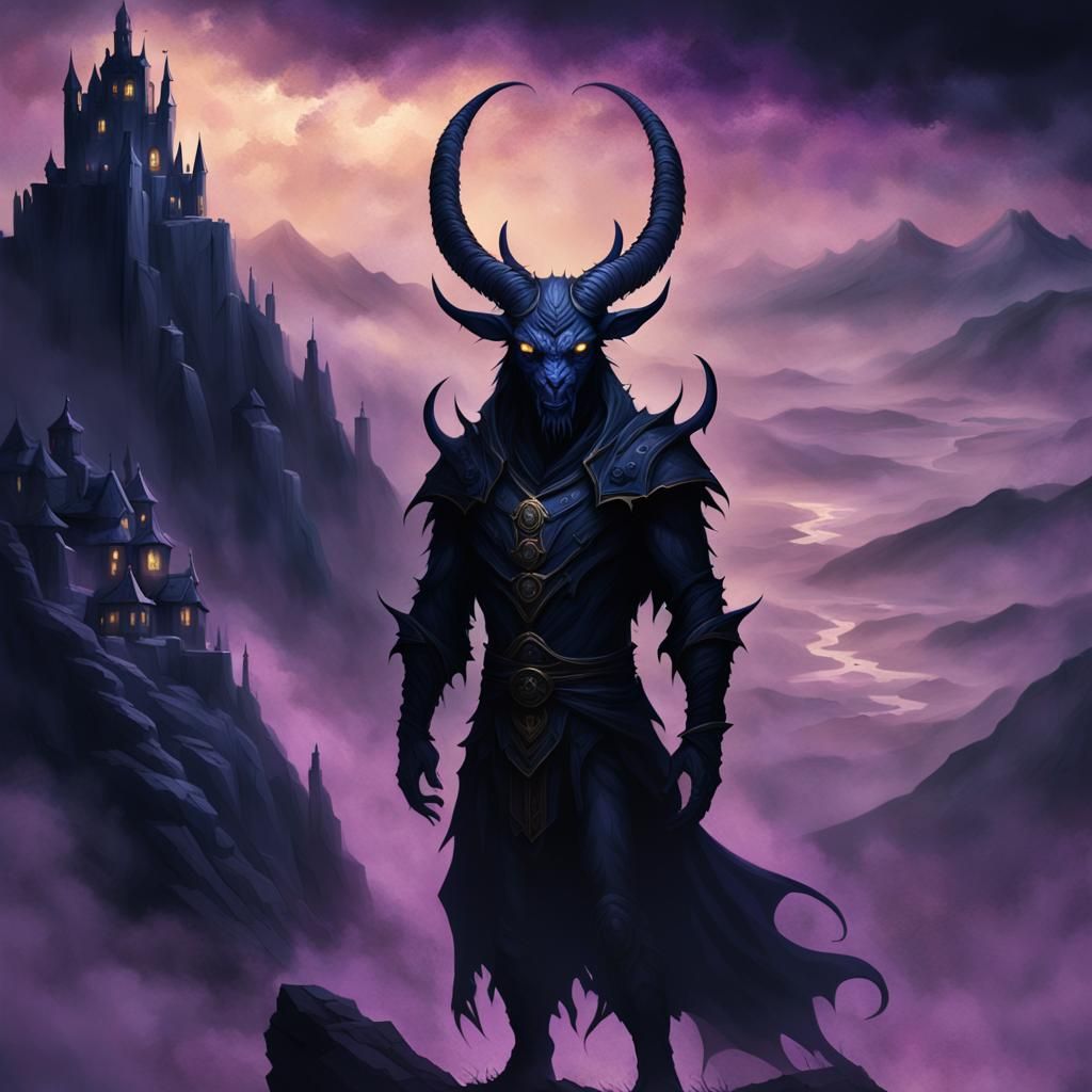 Dark Fantasy Creature on Mountain Peak