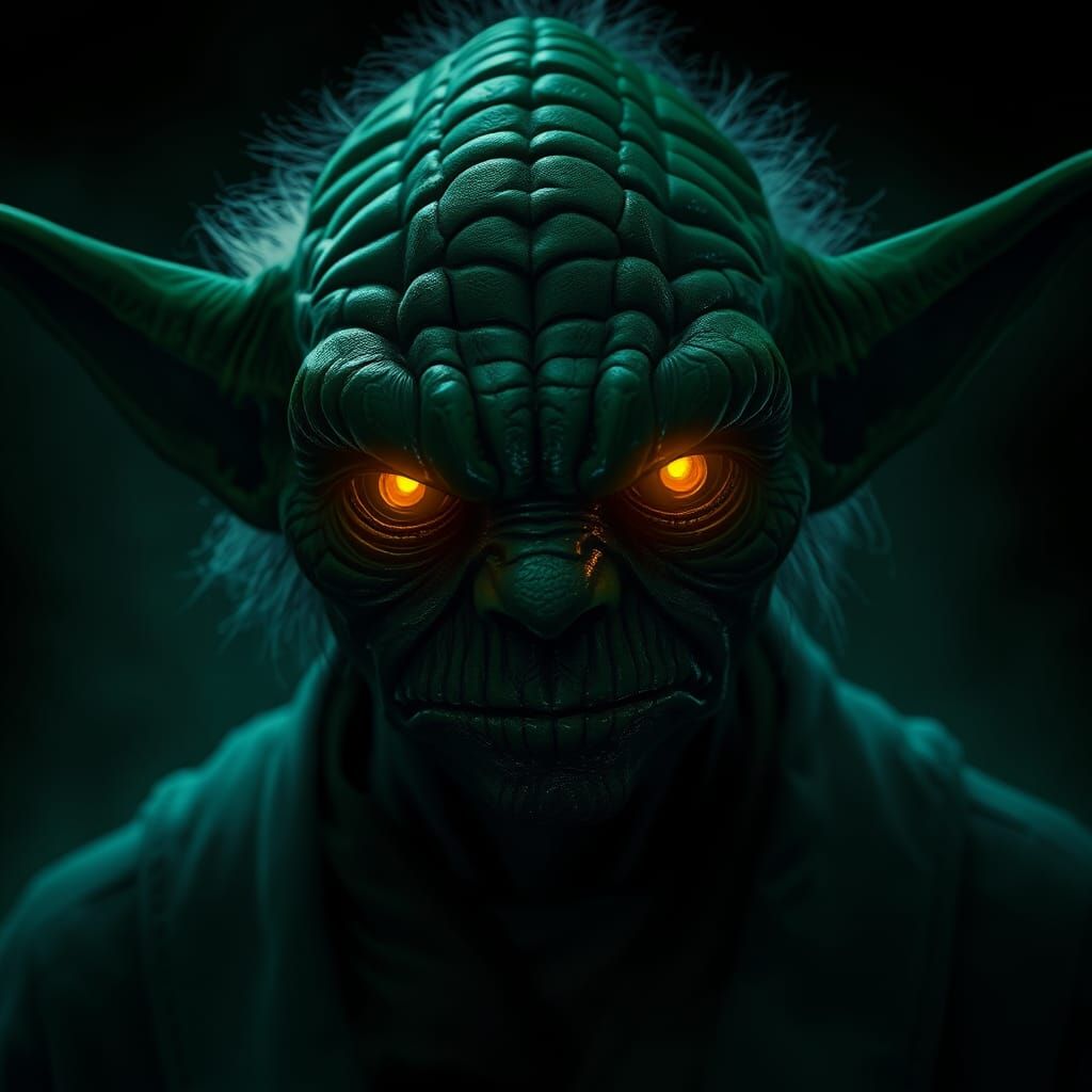 Dark Yoda Sith Lord Portrait in Dark Fantasy Style