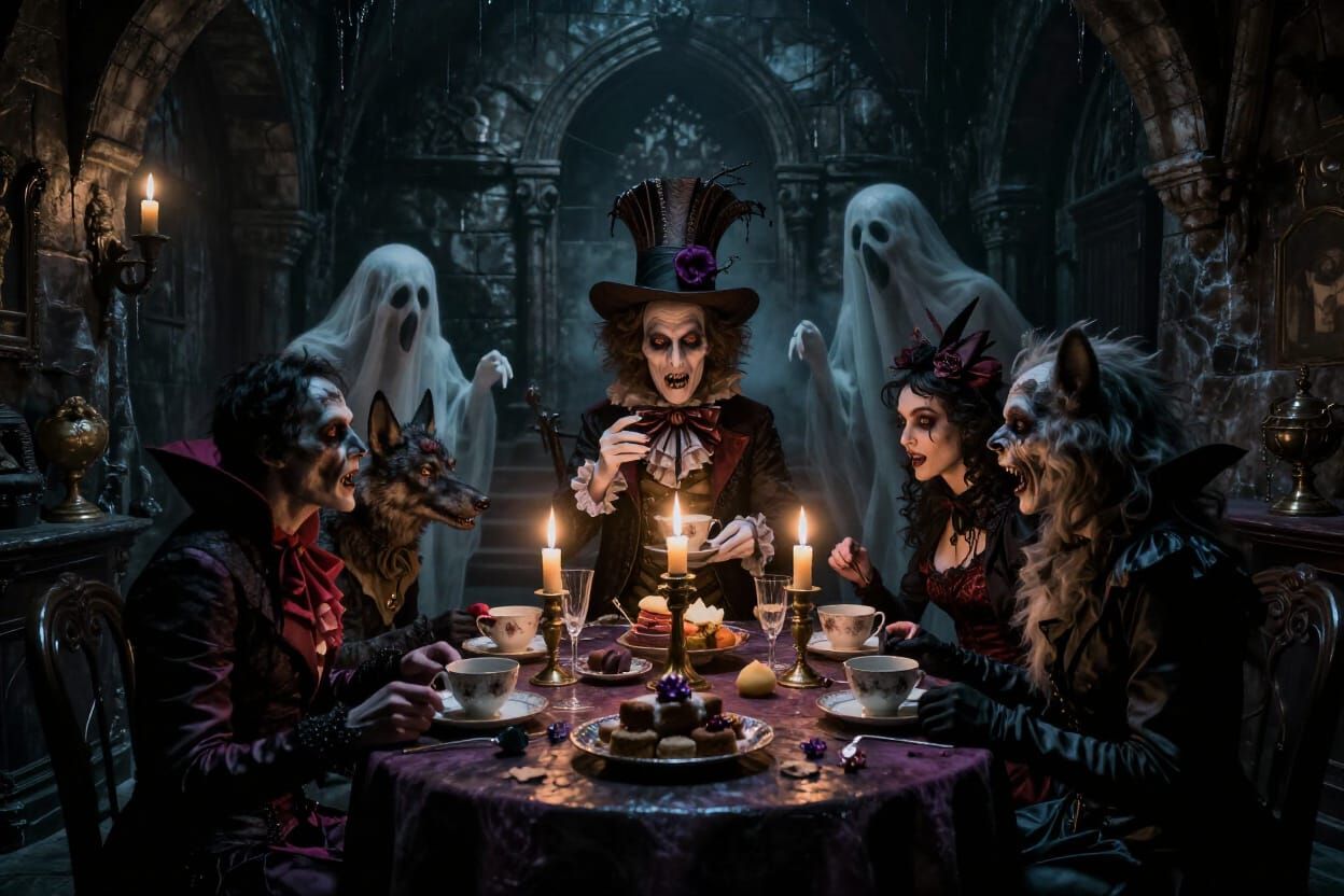 Gothic Horror Tea Party in Dank Dungeon