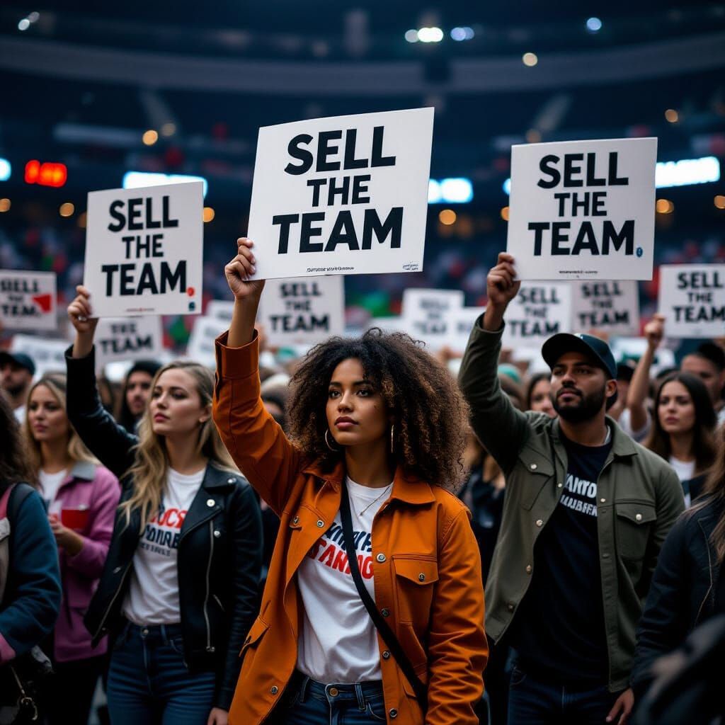 Protest at Charlotte Coliseum: "Sell the Team" Signs