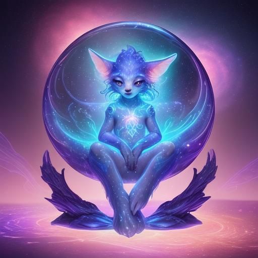 Cute Fantasy Creature in Astral Cosmic Style