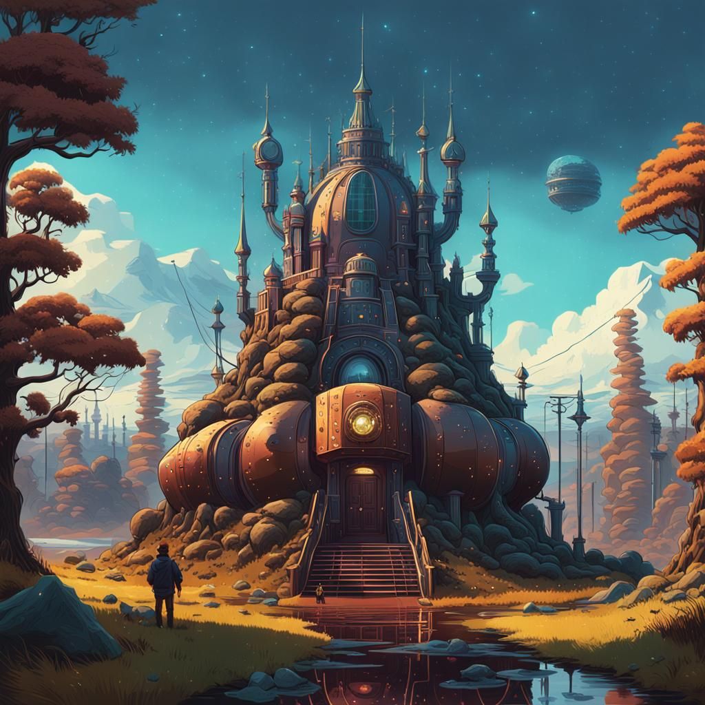 Ornate Jeweled Turd Throne in Fantasy Landscape