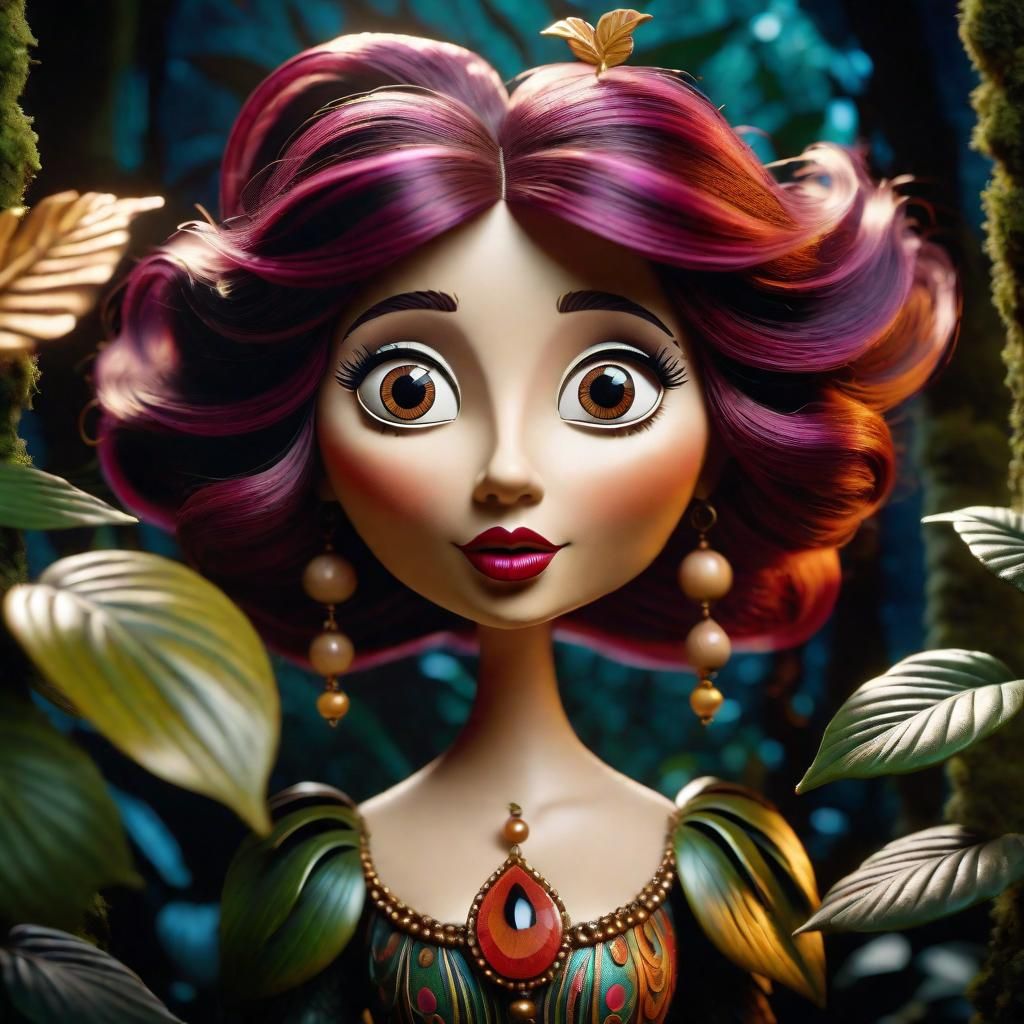 Cartoon Jungle Woman in Whimsical Style