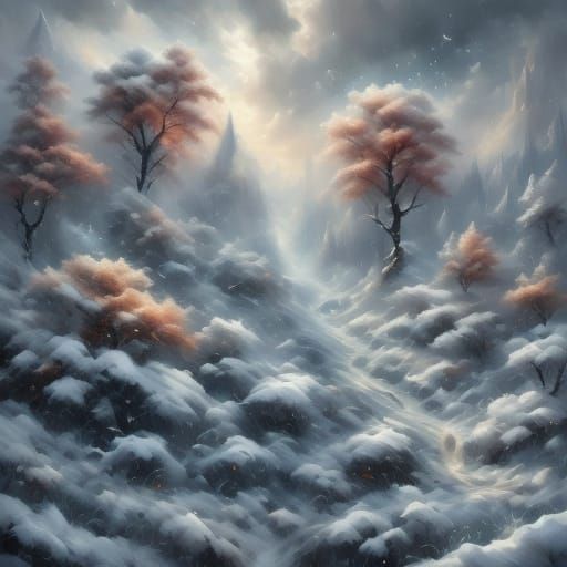 Winter Landscape in Elegant Watercolor Style