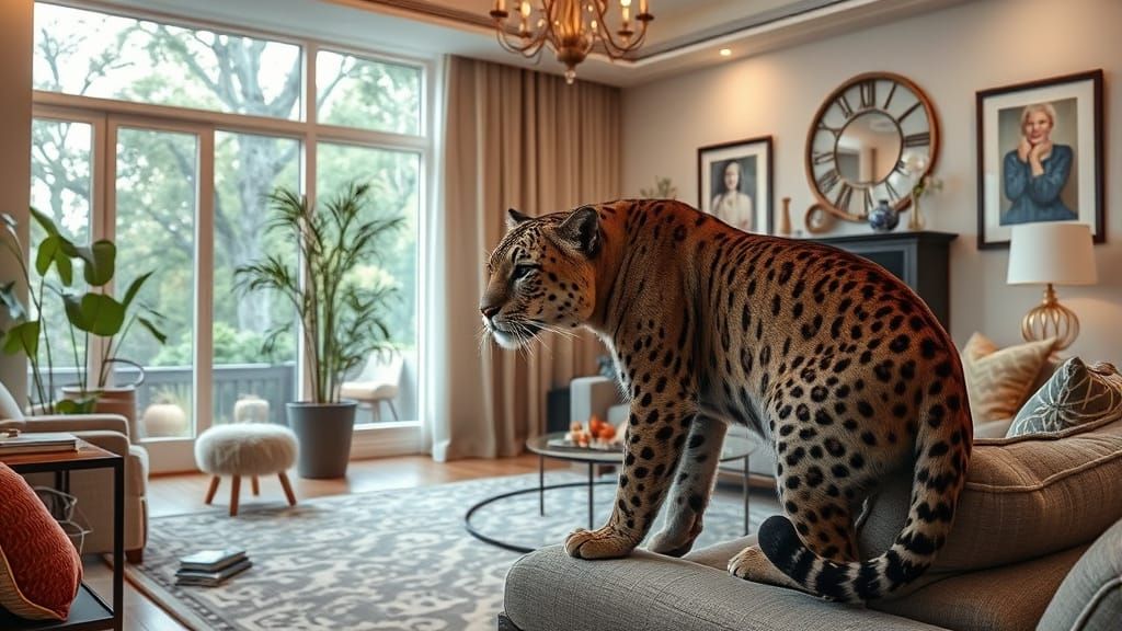 Panther in Living Room: A Dreamlike Vision