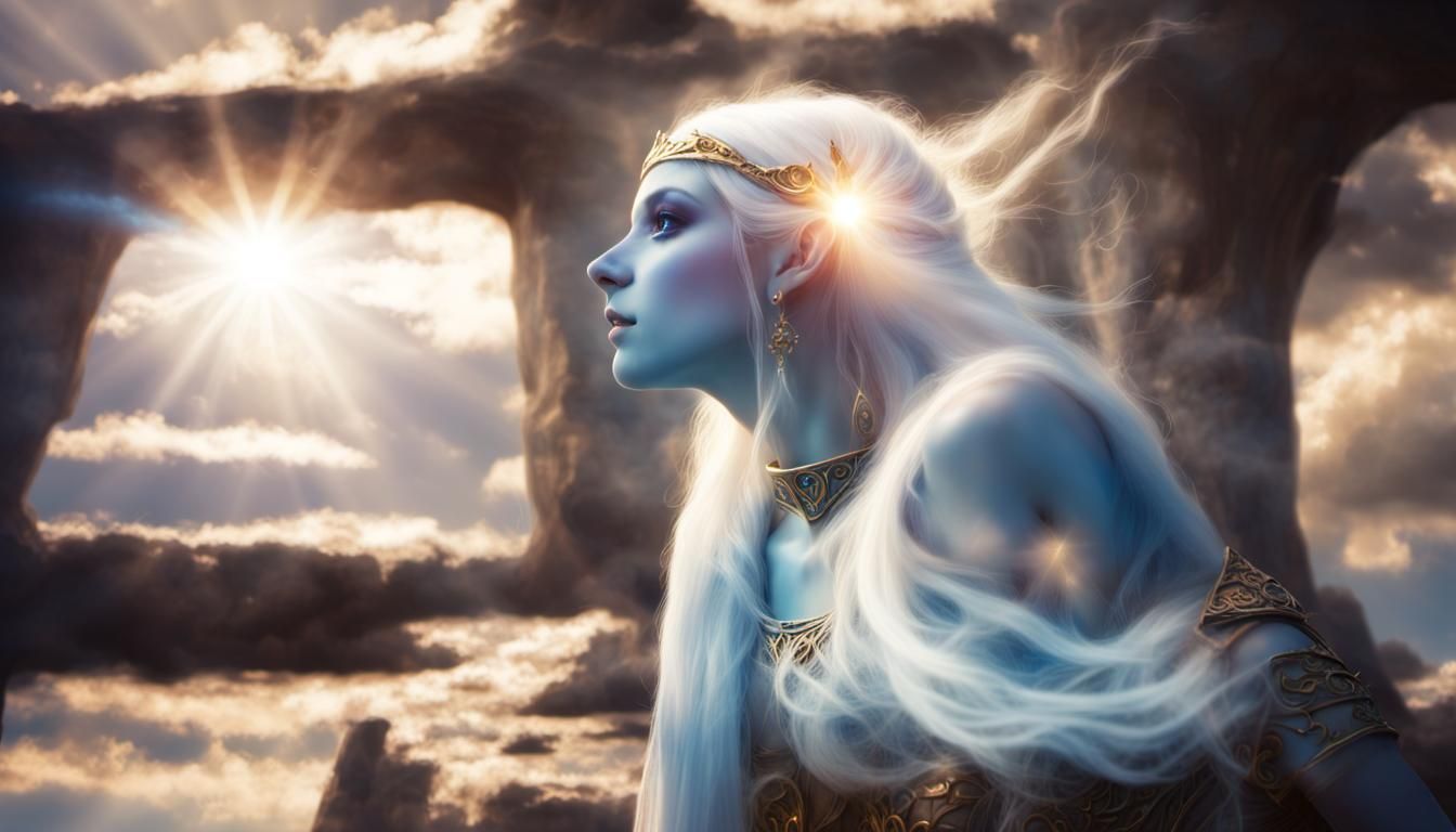 Ethereal Elf Princess Under a Blue Sun