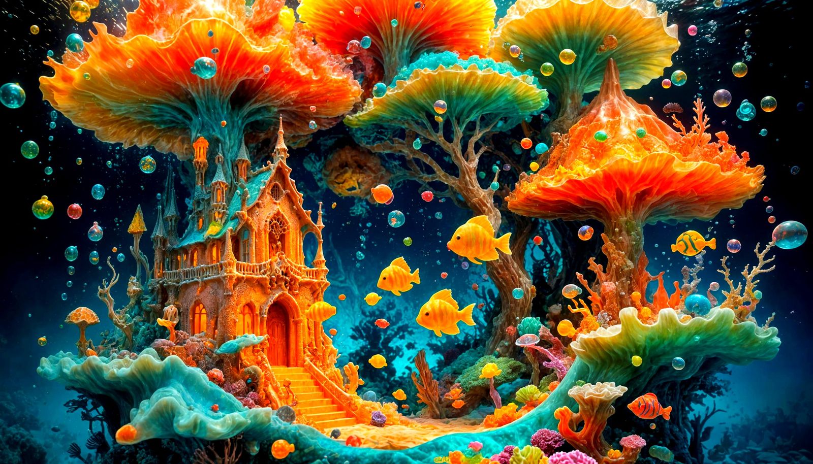Underwater Fantasy Kingdom in Candy Art Style