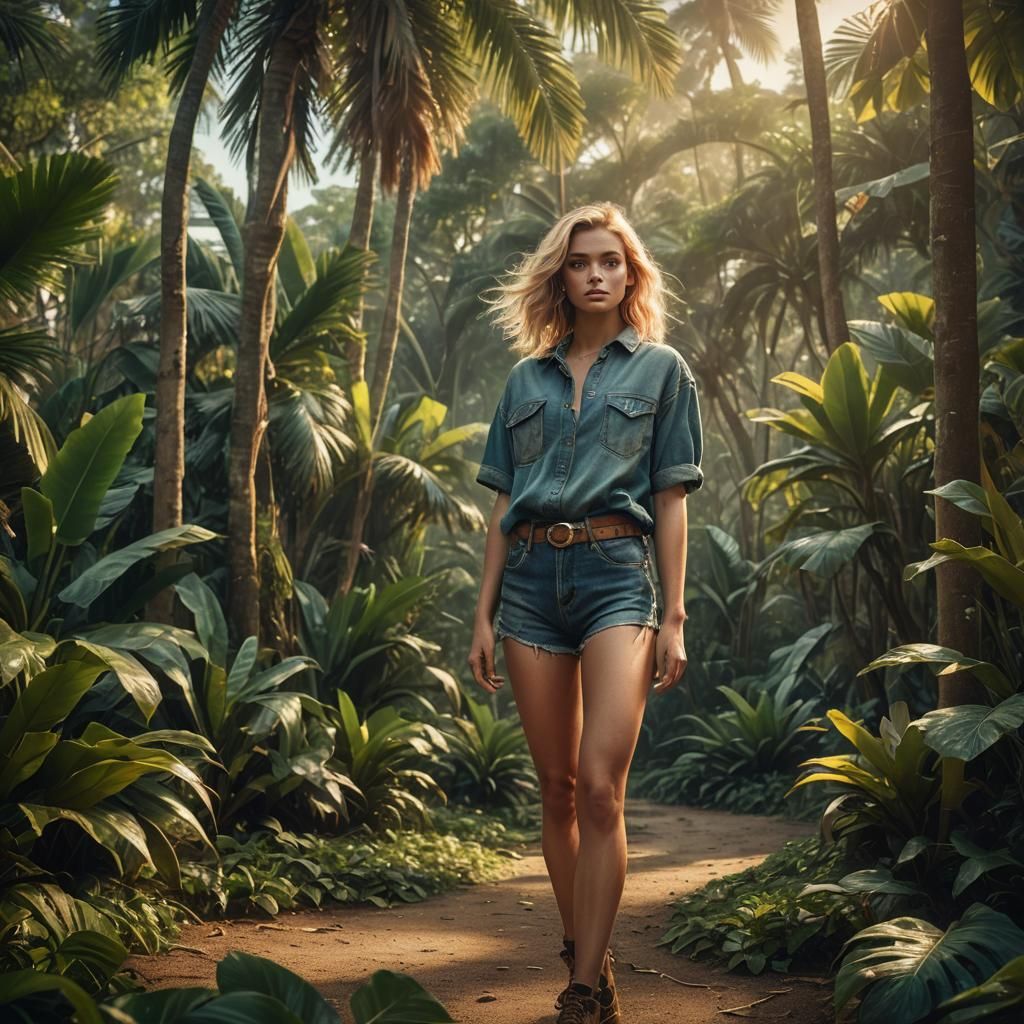 Tropical Hourglass: A Hyper-Realistic Cinematic Photograph