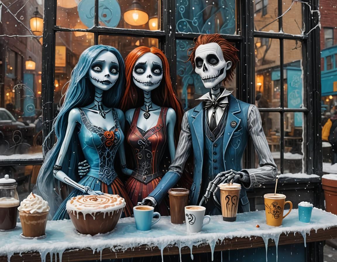 Jack and Sally on Brooklyn Window, Fantasy Art