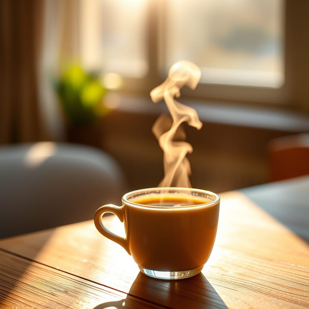 Steaming Espresso in Morning Light