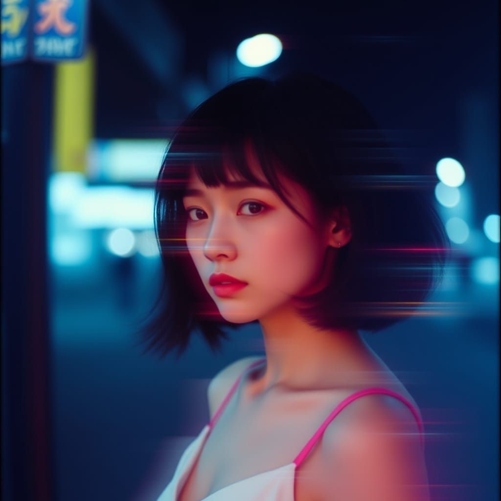 Glitch Art: Woman at Night