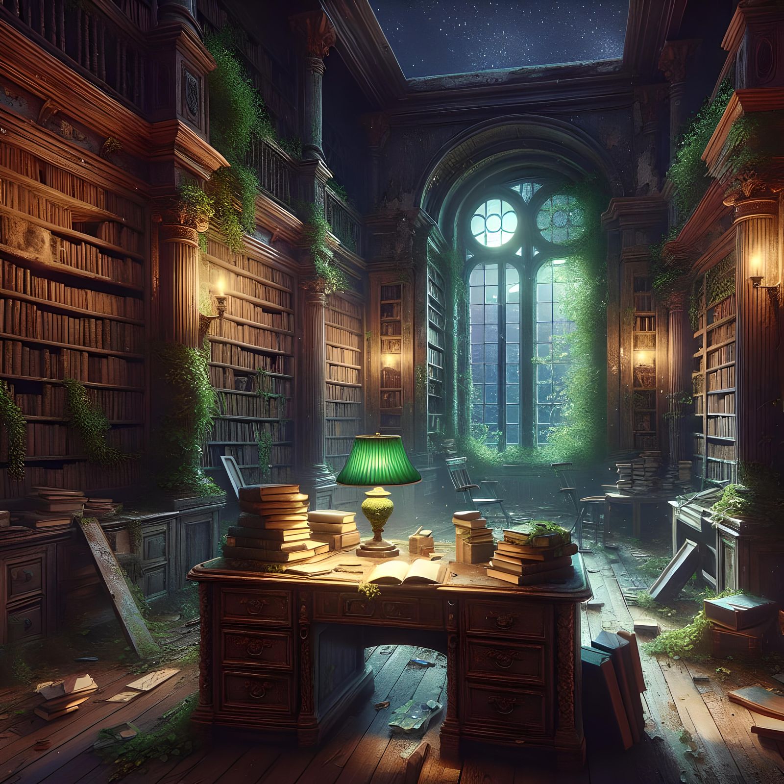 Library Reclaimed: Writer's Desk in Digital Art