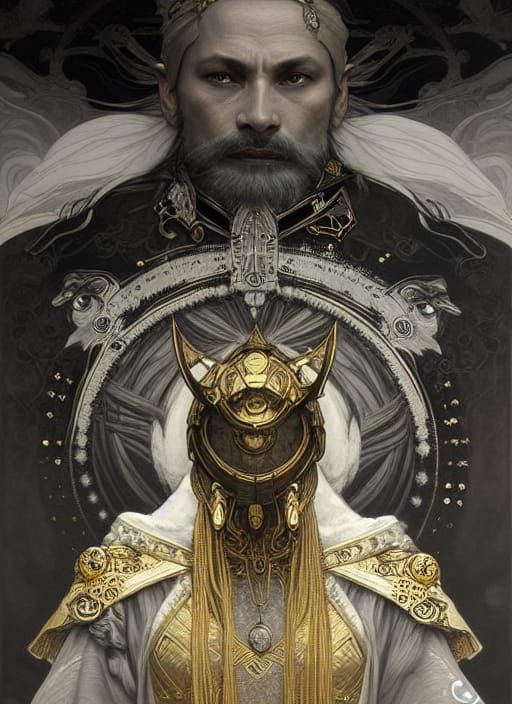Wolf King Portrait in Art Nouveau Style