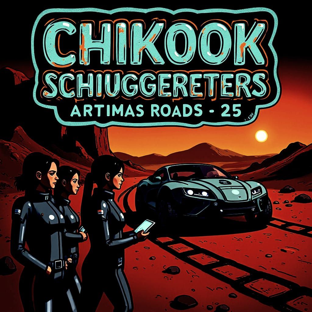 Rover on Mars with Girls: Detailed Matte Painting