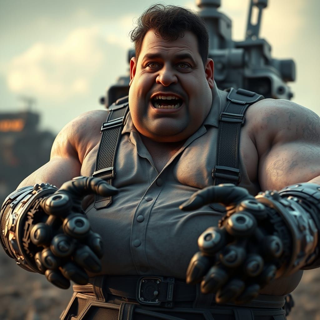 Dim-Witted Man in Suspenders with Mech Details