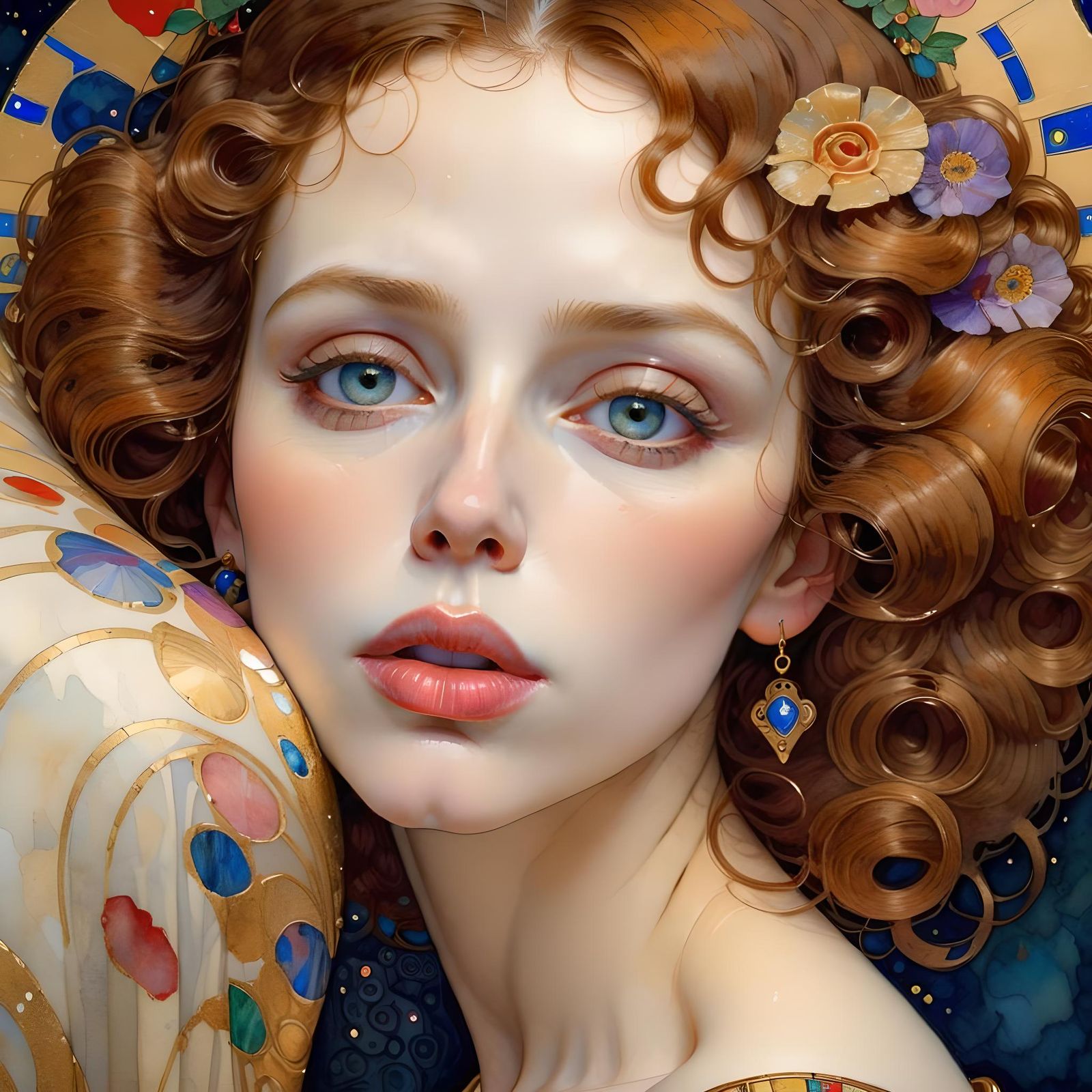 Kissing Lips in Impressionist Watercolor Style